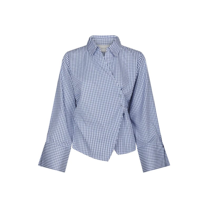 Fenli check shirt Neo Noir, blue