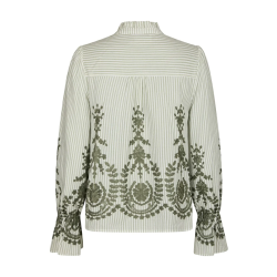 Amara stripe emb blouse Neo Noir, dustry green