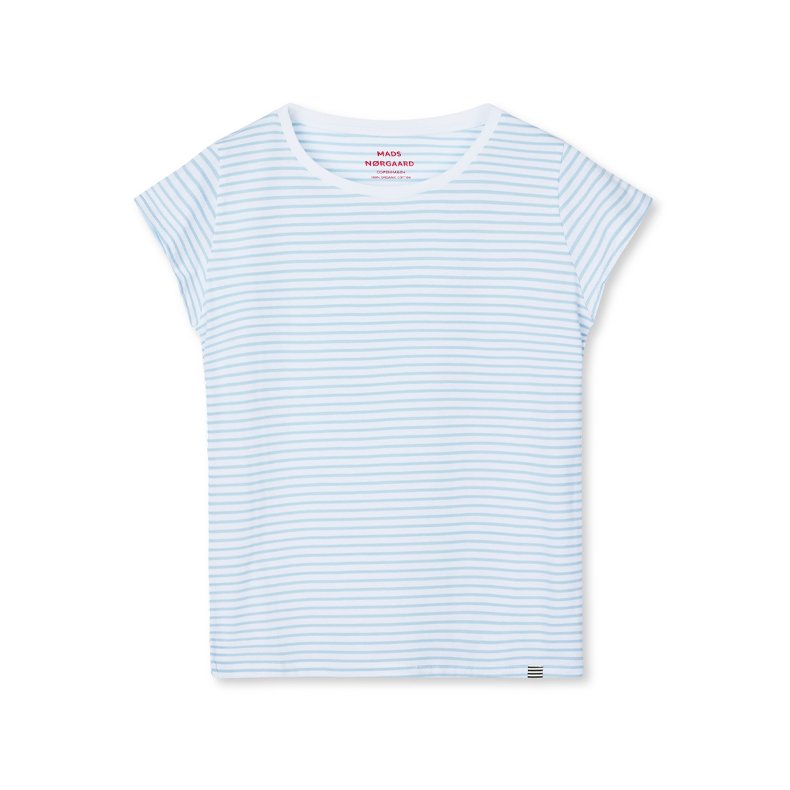 Fine jersey stripe teasy tee fav Mads Nrgaard, cashmere blue/brilliant white