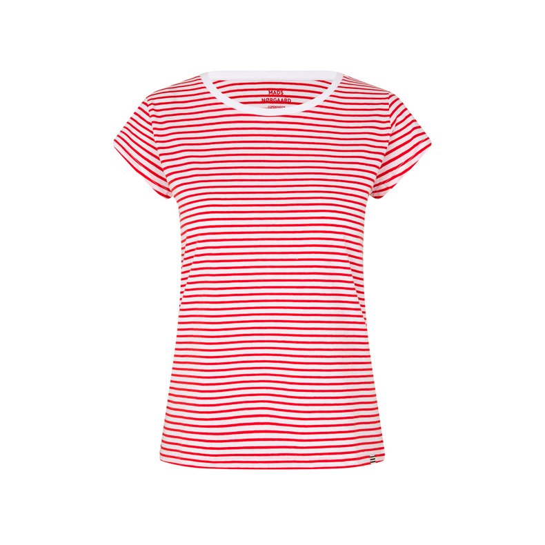Fine jersey stripe teasy tee FAV Mads Nrgaard, fiery red/brilliant white