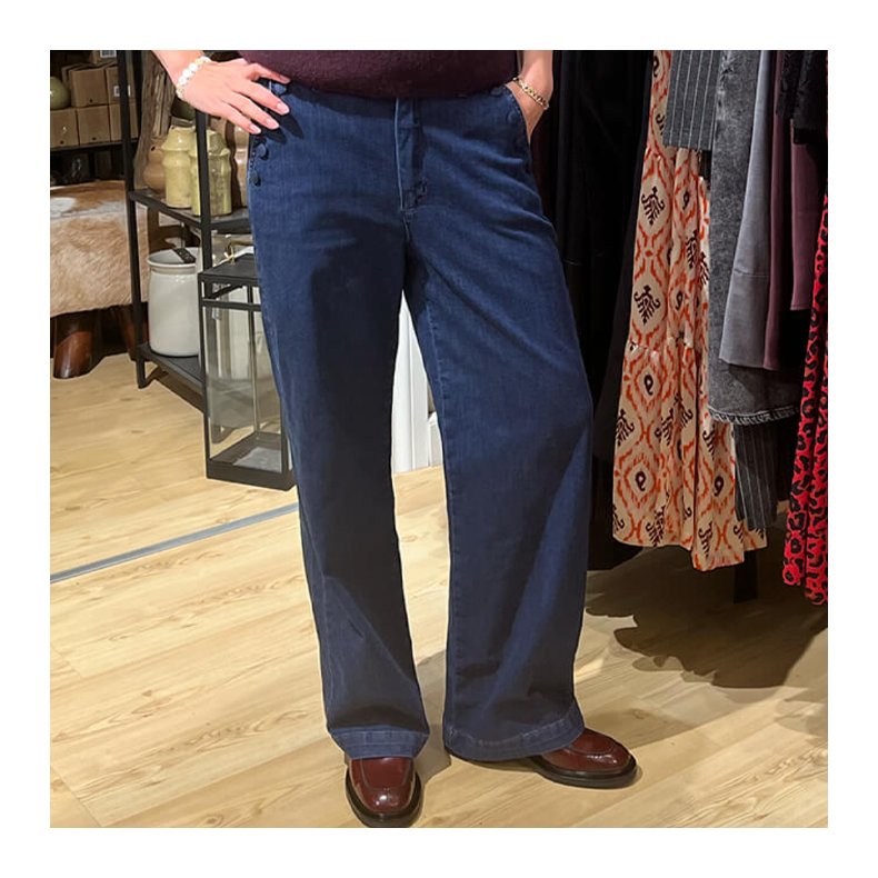 Nuamber w/ buttons long pants Nmph, dark blue denim