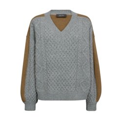 Beth ottili v-neck knit mos mosh, grey melange