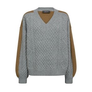 Beth ottili v-neck knit mos mosh, grey melange