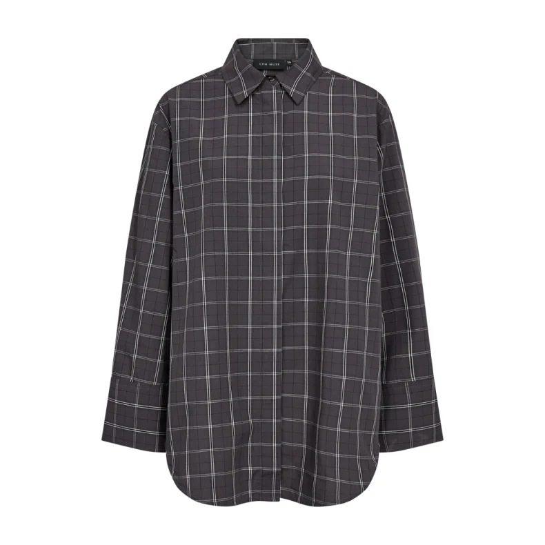 Aurora shirt Copenhagen Muse, gray pinstripe w. black