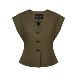 Tenna waistcoat Copenhagen Muse, ivy green melange