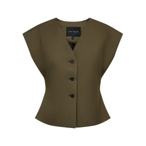 Tenna waistcoat Copenhagen Muse, ivy green melange