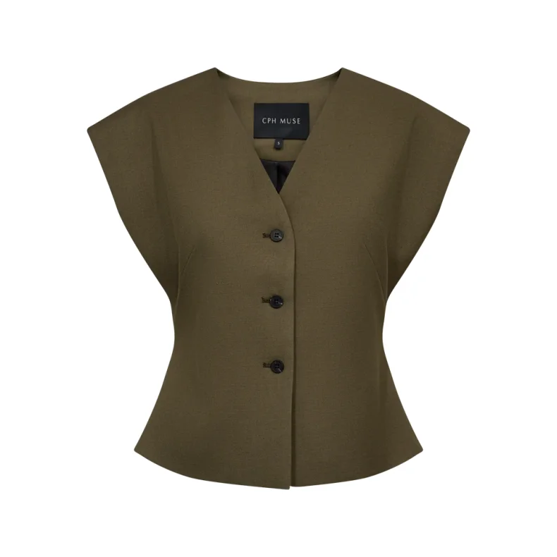 Tenna waistcoat Copenhagen Muse, ivy green melange