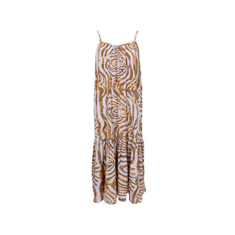 Luna panel strap dress Black Colour, blue zebra