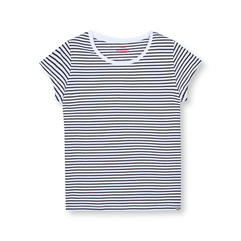 Fine jersey stripe teasy tee fav Mads Nrgaard, parisian night/brilliant white