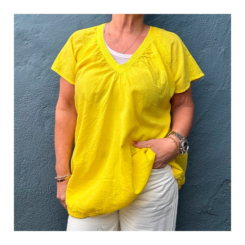 Dipsy cotton v-neck top Rabens Saloner, sunshine yellow