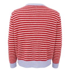 Black Colour Dell striped knit cardigan, red