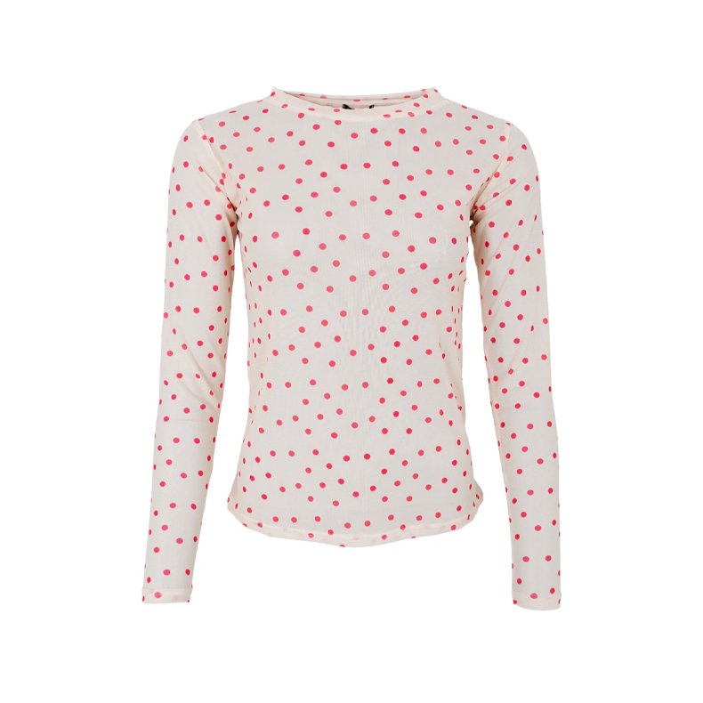 Black Colour Annie mesh blouse, red dot