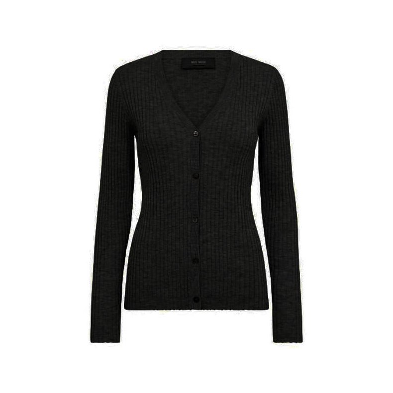 Relena rib V-neck knit cardigan Mos Mosh, black