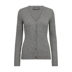 Relena rib V-neck knit cardigan Mos Mosh, sharkskin