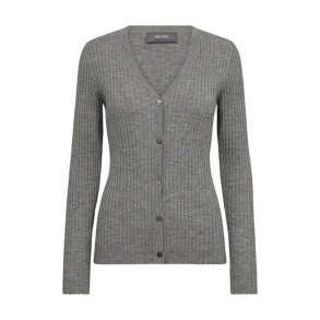 Relena rib V-neck knit cardigan Mos Mosh, sharkskin