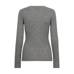 Relena rib V-neck knit cardigan Mos Mosh, sharkskin