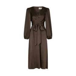 Rimini heavy sateen dress Neo Noir, dark brown