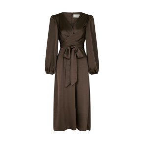 Rimini heavy sateen dress Neo Noir, dark brown