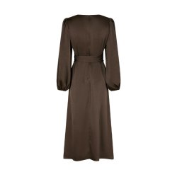 Rimini heavy sateen dress Neo Noir, dark brown