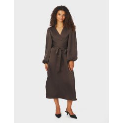 Rimini heavy sateen dress Neo Noir, dark brown