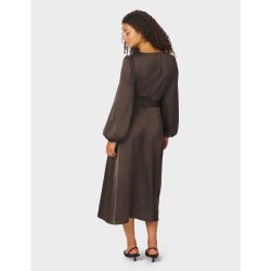 Rimini heavy sateen dress Neo Noir, dark brown