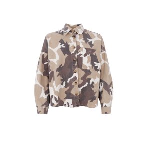 Tess shirt jacket Black Colour, Brown Camou