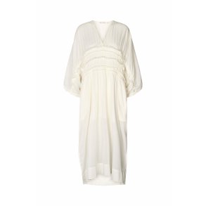Ina voile frill gathered dress Rabens Saloner, chalk