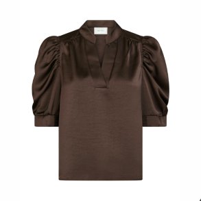 Roella heavy sateen blouse neo noir, dark brown