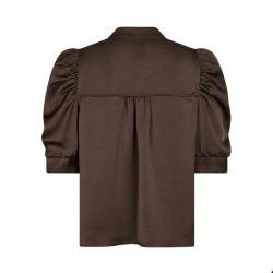 Roella heavy sateen blouse neo noir, dark brown
