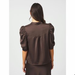 Roella heavy sateen blouse neo noir, dark brown