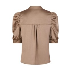 Roella heavy sateen blouse Neo Noir, dark taupe
