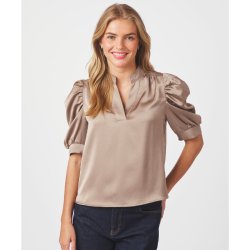 Roella heavy sateen blouse Neo Noir, dark taupe