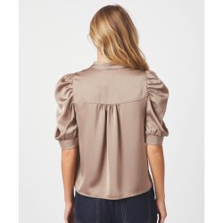 Roella heavy sateen blouse Neo Noir, dark taupe