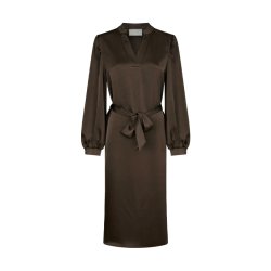Rolana heavy sateen dress Neo Noir, dark brown