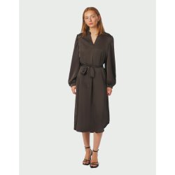 Rolana heavy sateen dress Neo Noir, dark brown