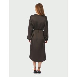 Rolana heavy sateen dress Neo Noir, dark brown