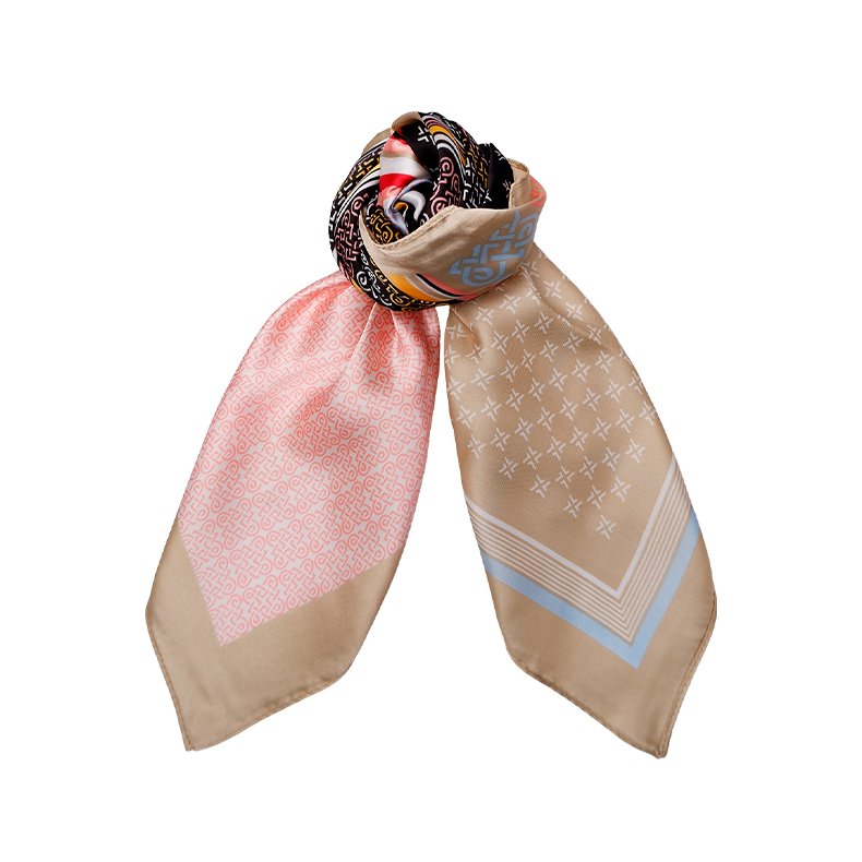 Romina mini scarf Black Colour, sand multi