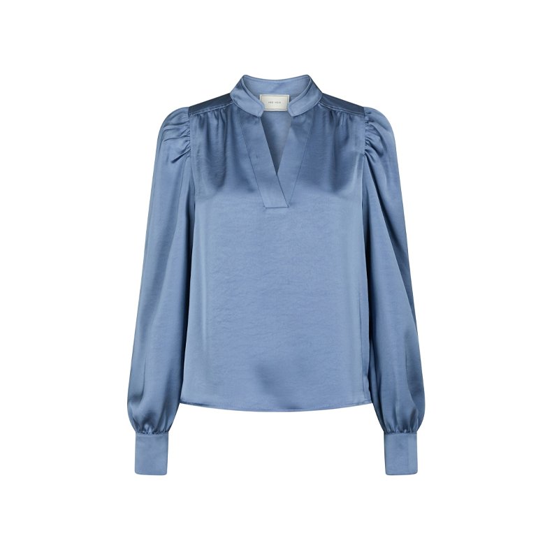 Rosslyn heavy sateen blouse Neo Noir, smoke blue