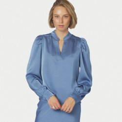 Rosslyn heavy sateen blouse Neo Noir, smoke blue