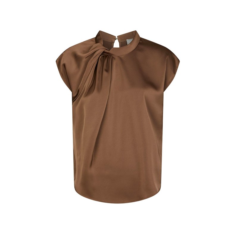 Fleur drapy satin blouse neo noir, dusty brown
