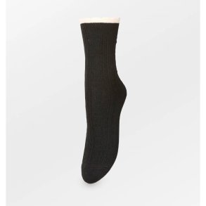 Scallop sock Beck Sndergaard, black melange