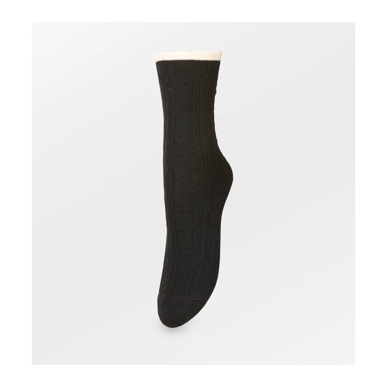 Scallop sock Beck Sndergaard, black melange