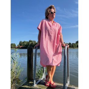 Seoul ss dress frau, hot coral stripe
