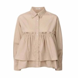 Shaker poplin frill shirt Rabens Saloner, powder