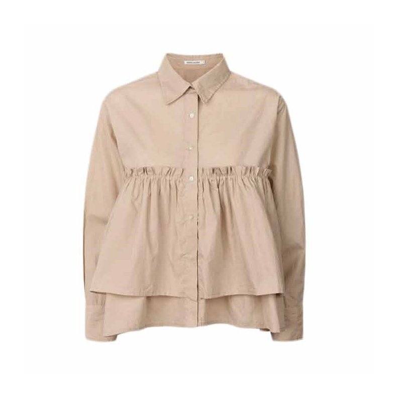 Shaker poplin frill shirt Rabens Saloner, powder