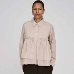 Shaker poplin frill shirt Rabens Saloner, powder