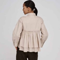 Shaker poplin frill shirt Rabens Saloner, powder