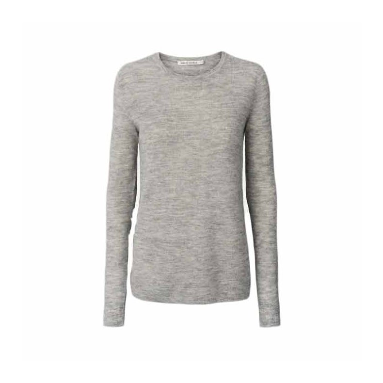 Shauna waffled knit long sleeve top Rabens Saloner, grey melange
