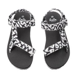 Sandal sona Lala Berlin, printed ripstop swoosh black/white