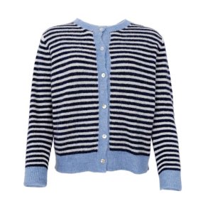 Black Colour Dell striped knit cardigan, navy